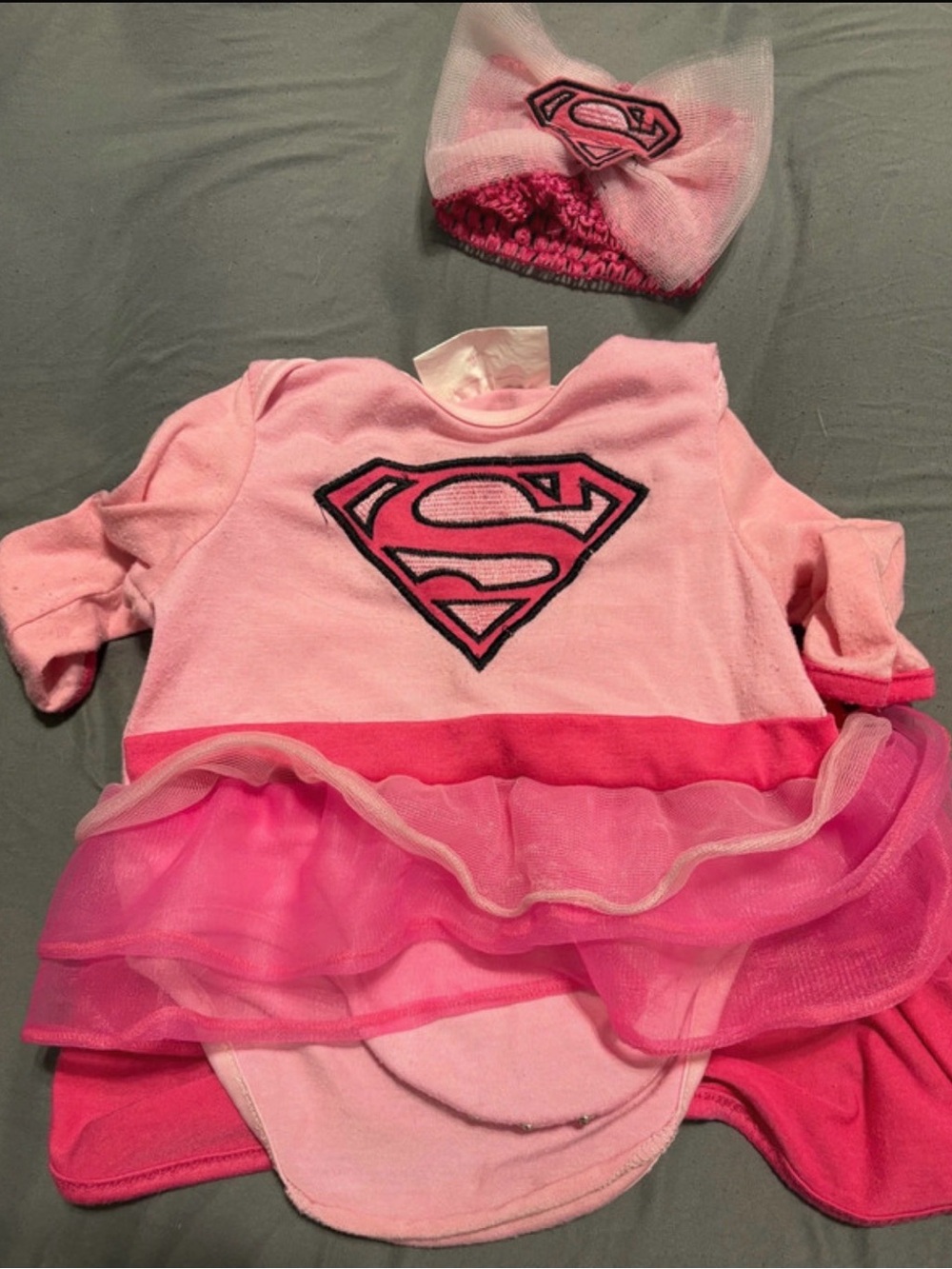 Pink Supergirl Logo Tutu Dress & headband Set for Kids